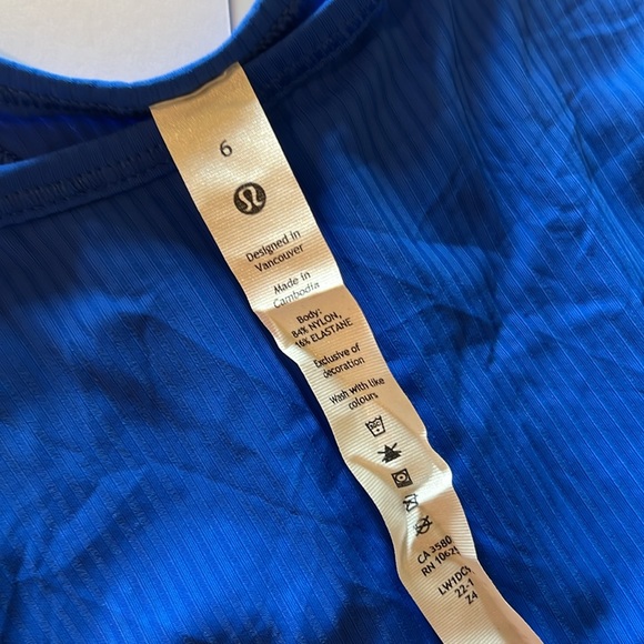 Lululemon Base Pace Ribbed Tank Top, Blazer Blue Tone, Size 6 - Picture 4 of 6